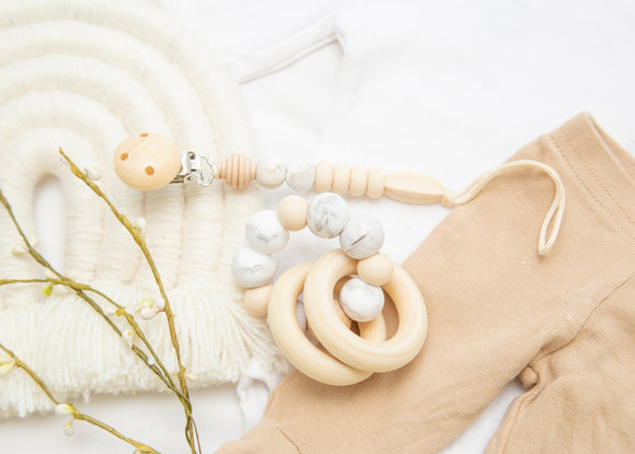 Silicone Teething/Sensory Ring & Clip Bundle