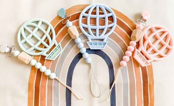 Hot Air Balloon Teether & Pacifier Clip Bundle | Bead Sprout