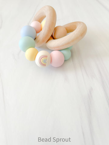 Round Wood Sensory Rattle Toy, Bead Sprout