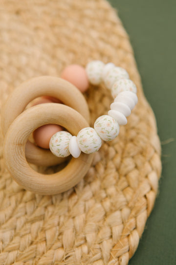 Daisy Floral Sensory Teething Toy, Handmade, Bead Sprout - 0
