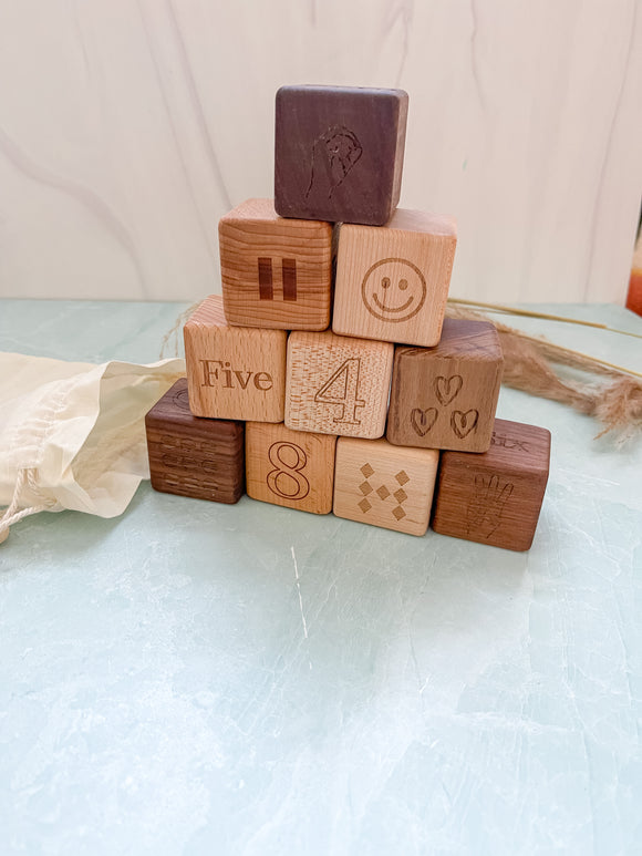 Plain Wooden Number Cube Blocks, Bead Sprout