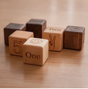 Plain Wooden Number Cube Blocks, Bead Sprout - 0
