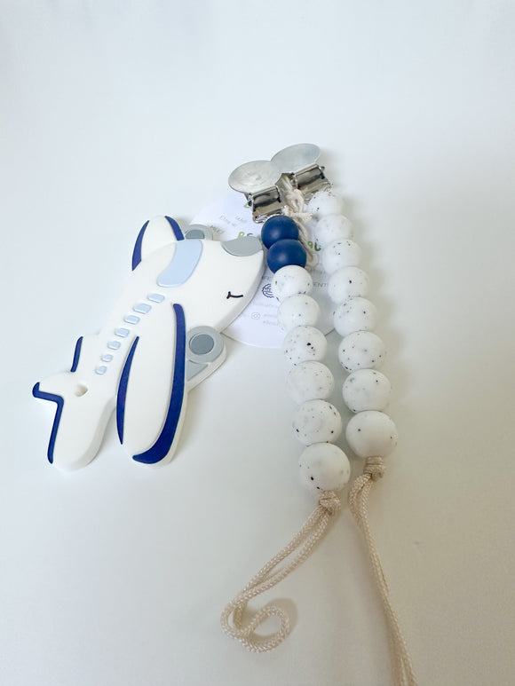 Airplane Teether & Pacifier Clip Set | Baby Essentials | Bead Sprout