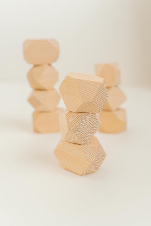 Natural Wood Balancing Stacking Stones, Balancing Rocks, Bead Sprout