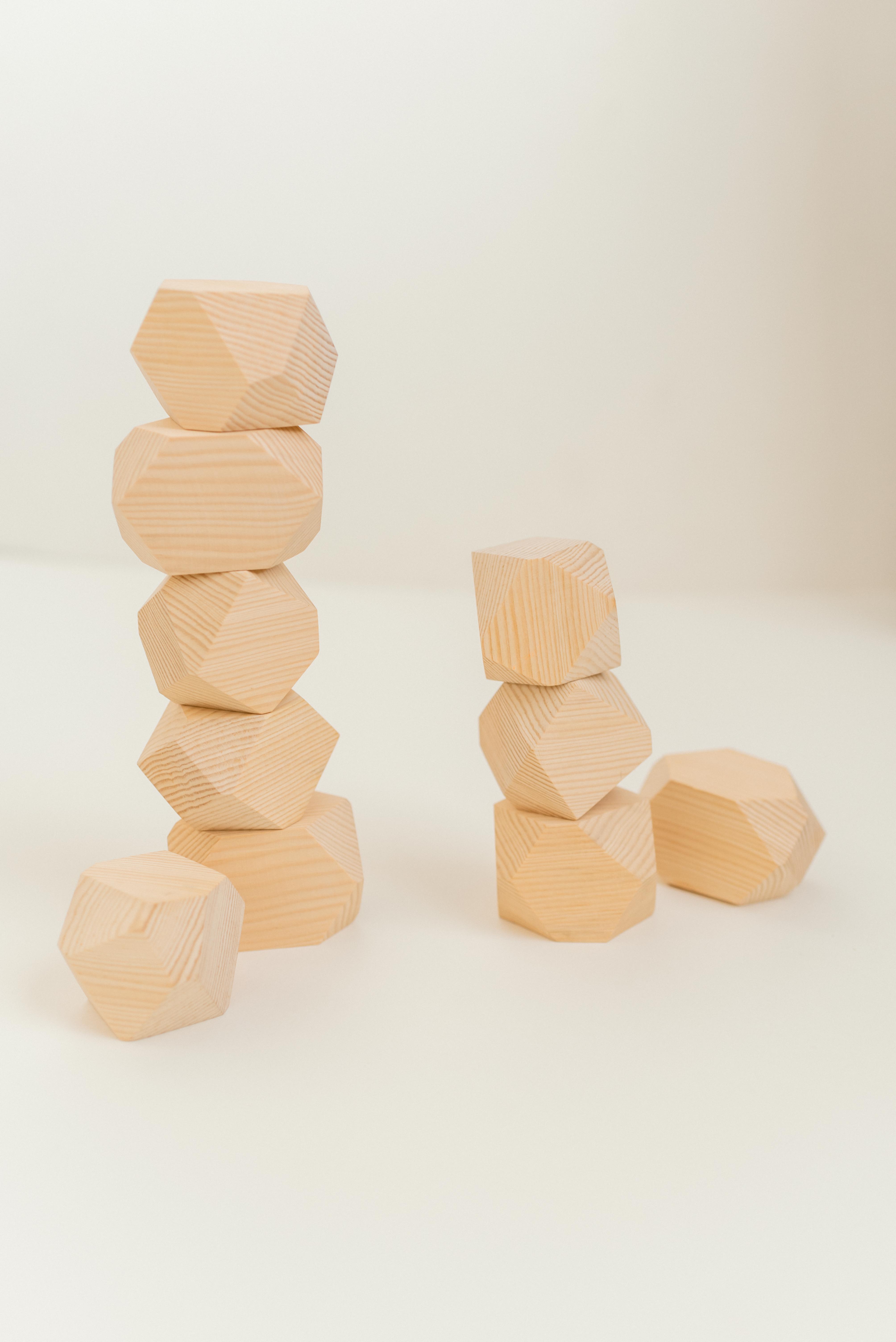 Natural Wood Balancing Stacking Stones, Balancing Rocks, Bead Sprout