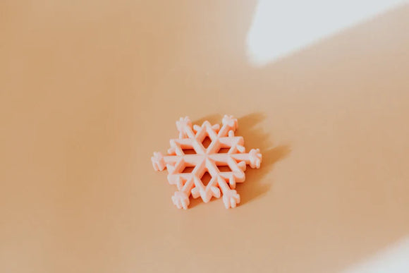 Snowflake Baby Teether & Speckled White Pacifier Clip, Bead Sprout