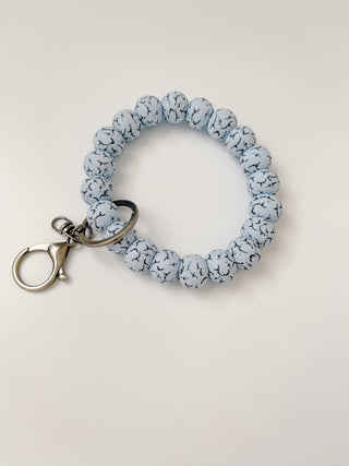 Buy blue-floral Wristlet Key Chains, Bracelet Keychain, Bead Sprout