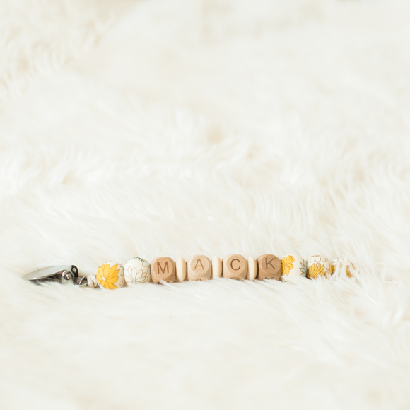Floral Collection Personalized Pacifier Clip, Bead Sprout