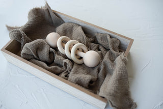 Wooden Baby rattle. Handmade using locally sourced wood made from birch or maple. Baby sensory toy