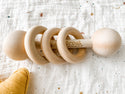 Personalized Wooden baby rattle with wood rings, Bead Sprout