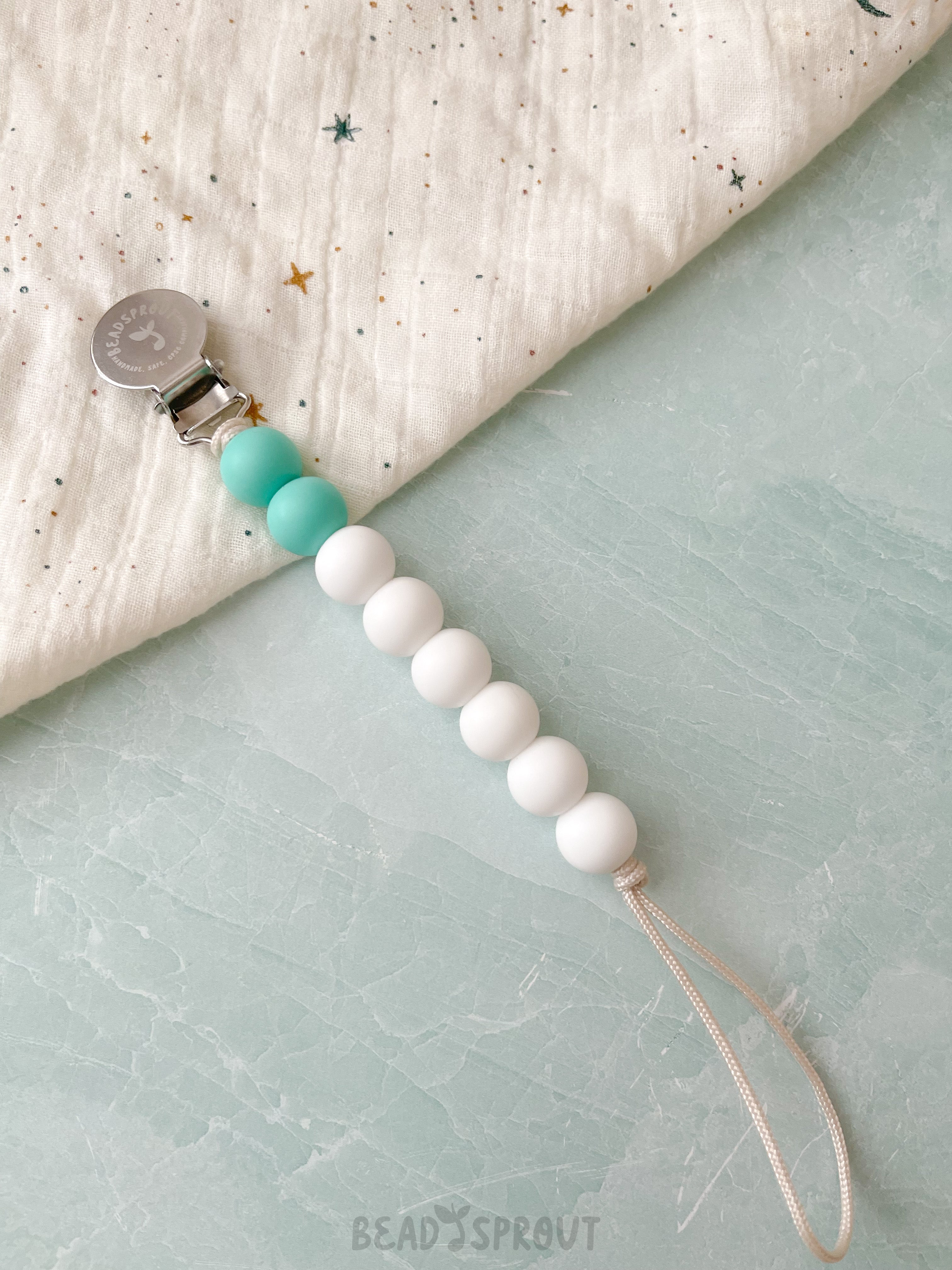 Handmade Classic Color Block Pacifier Clip - Bead Sprout