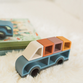 Silicone Vehicle Stacking Toy - 14-piece Educational set| Bead Sprout