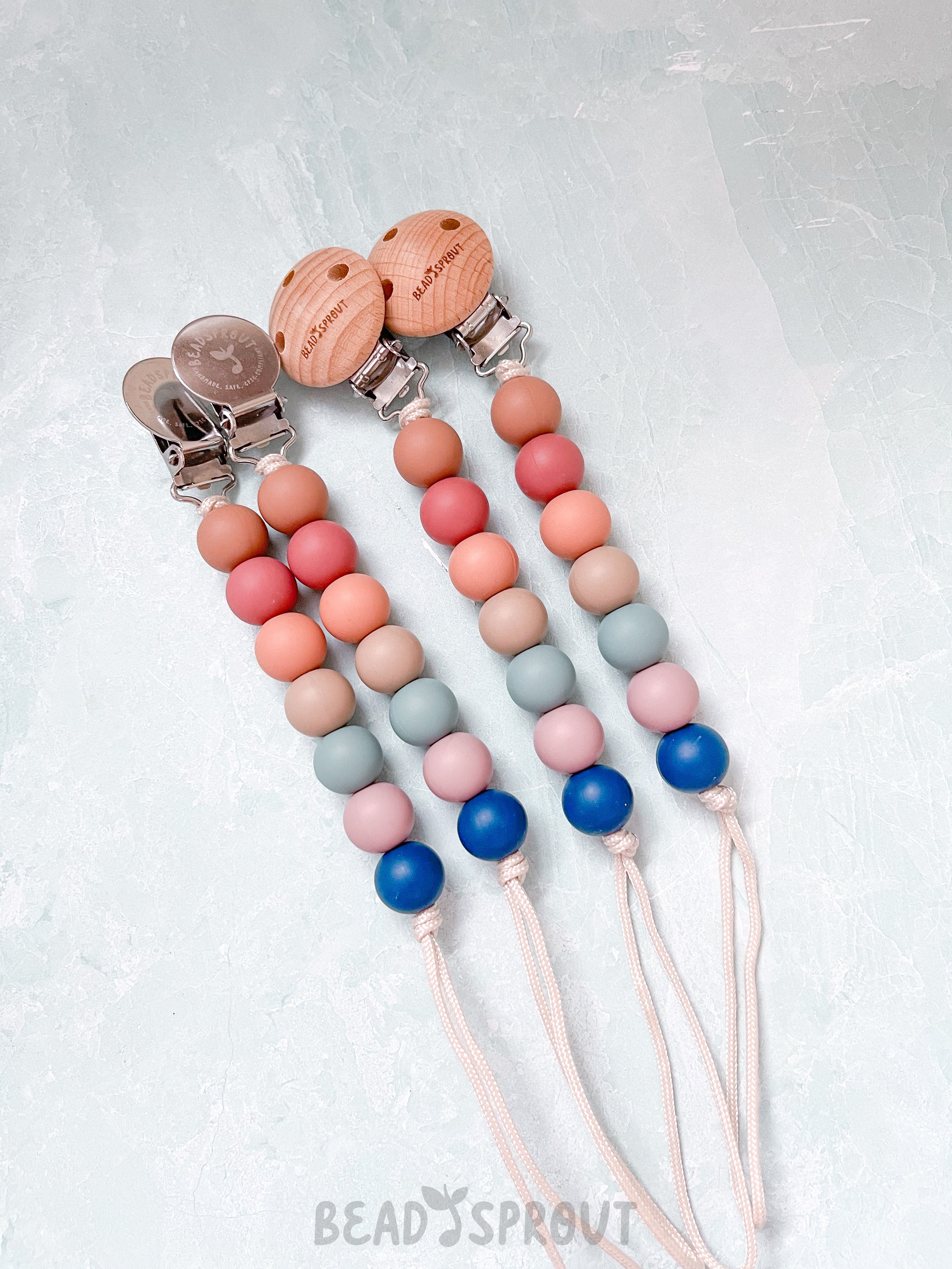 Pacifier Clip in Earth Tones Rainbow | Baby Essential | Bead Sprout