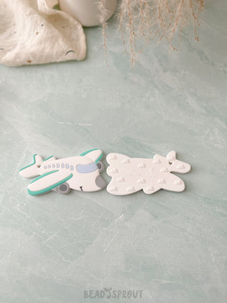 Buy turquoise Airplane “The Jet Setter” Baby teether, Bead Sprout