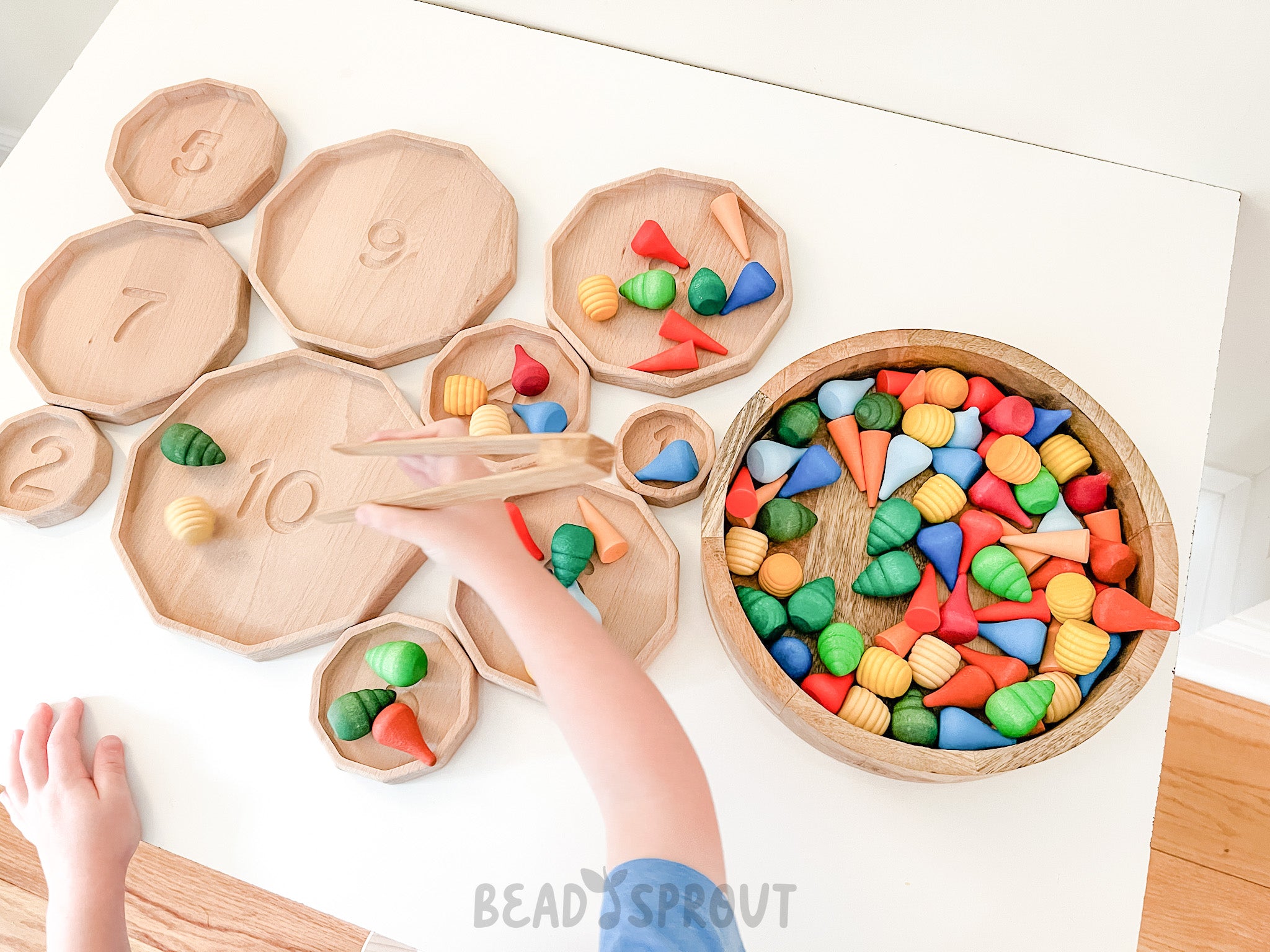 Wooden Stacking and counting trays from 1 to 10, Bead Sprout