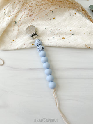Buy pastel-blue-floral Classic Pacifier Clip, Handmade, Bead Sprout