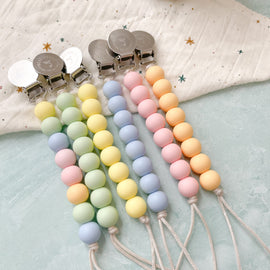 Pastel Rainbow Pacifier Clip, Handmade,  Bead Sprout