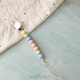 Pastel Rainbow Pacifier Clip, Handmade - 0
