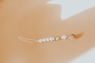 Gnome Pacifier Clip in White, Winter - Limited Edition, Bead Sprout