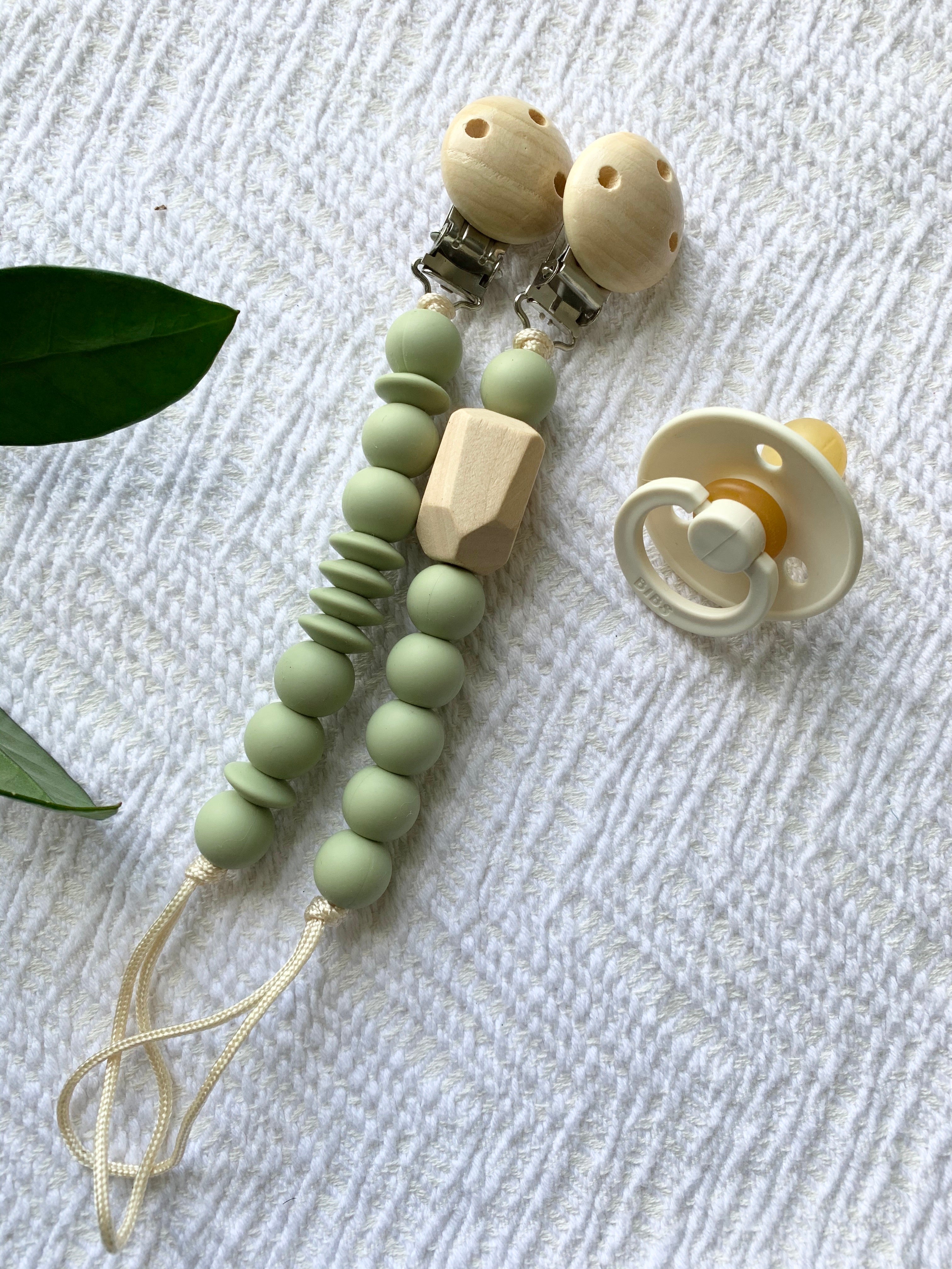 Handmade Facated Wood Pacifier Clip