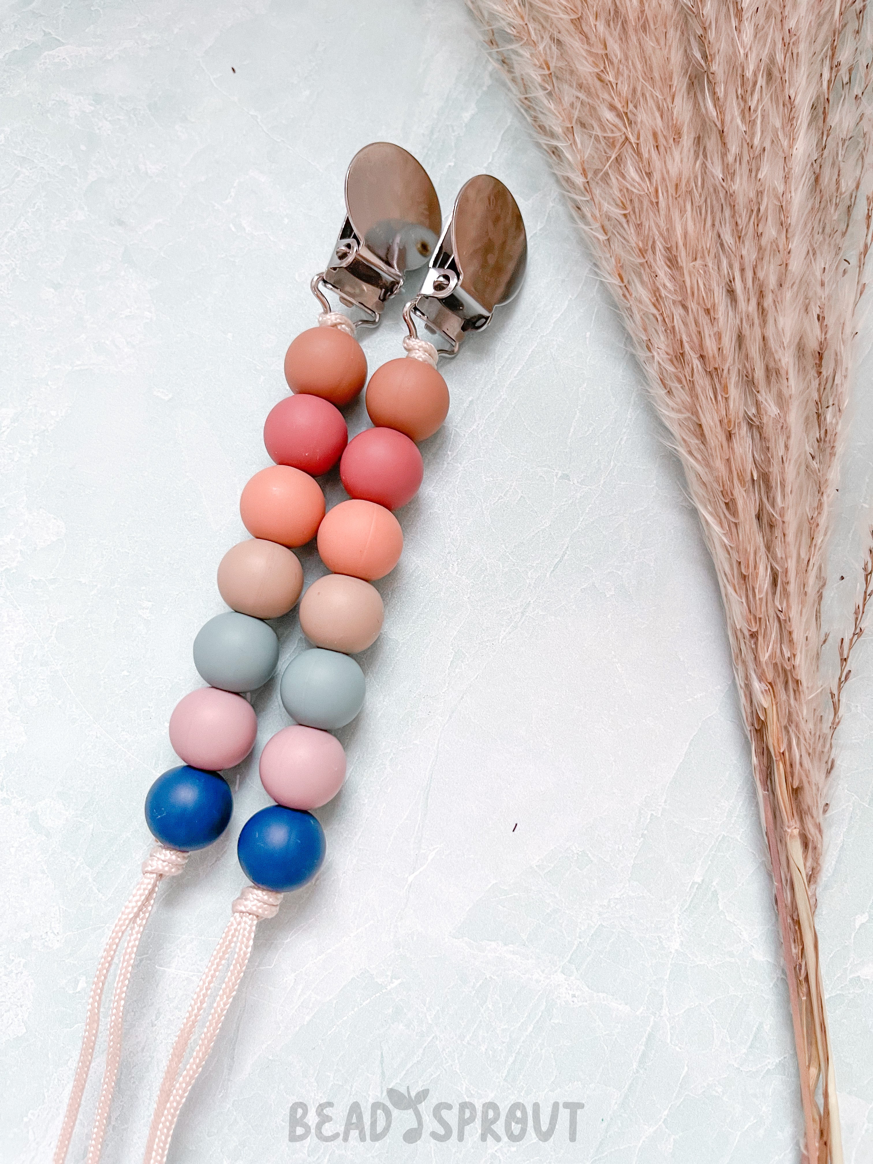 Pacifier Clip in Earth Tones Rainbow | Baby Essential | Bead Sprout