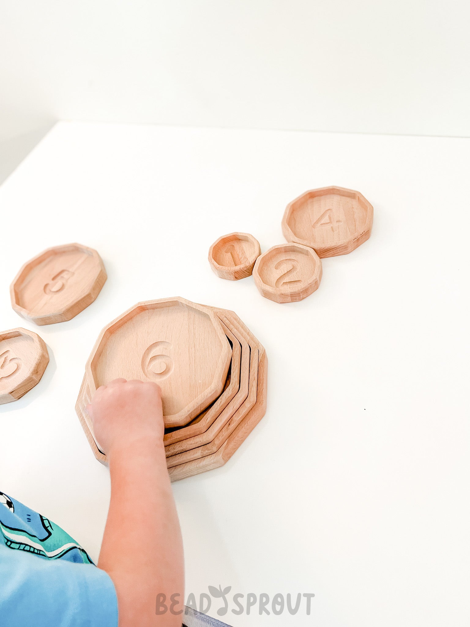 Wooden Stacking and counting trays from 1 to 10, Bead Sprout