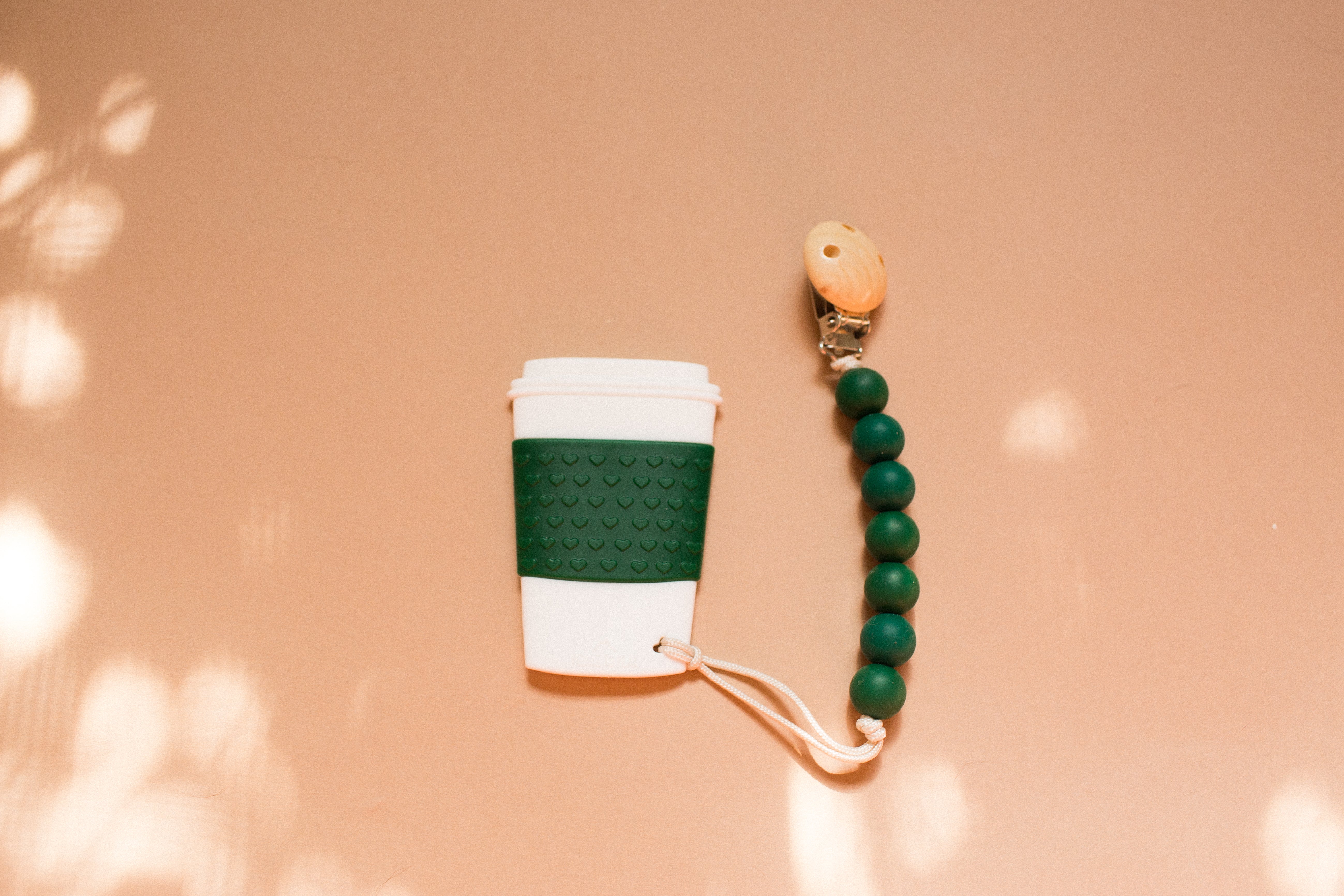 Coffee Cup Teether & Pacifier clip set | Bead Sprout