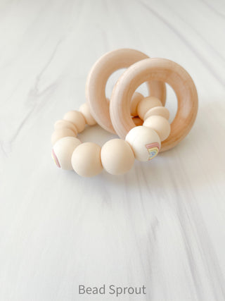 Buy navajo-white-rainbow Lentil Sensory/Teether rings, teething rattle, sensory toy, Bead Sprout