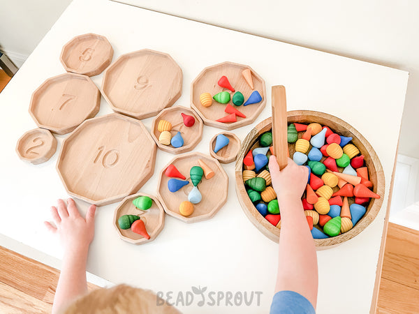 Wooden Stacking and counting trays from 1 to 10, Bead Sprout
