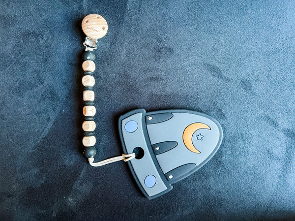 Over the Sky: Space - Personalized Pacifier Clip & Teether Set, Bead Sprout