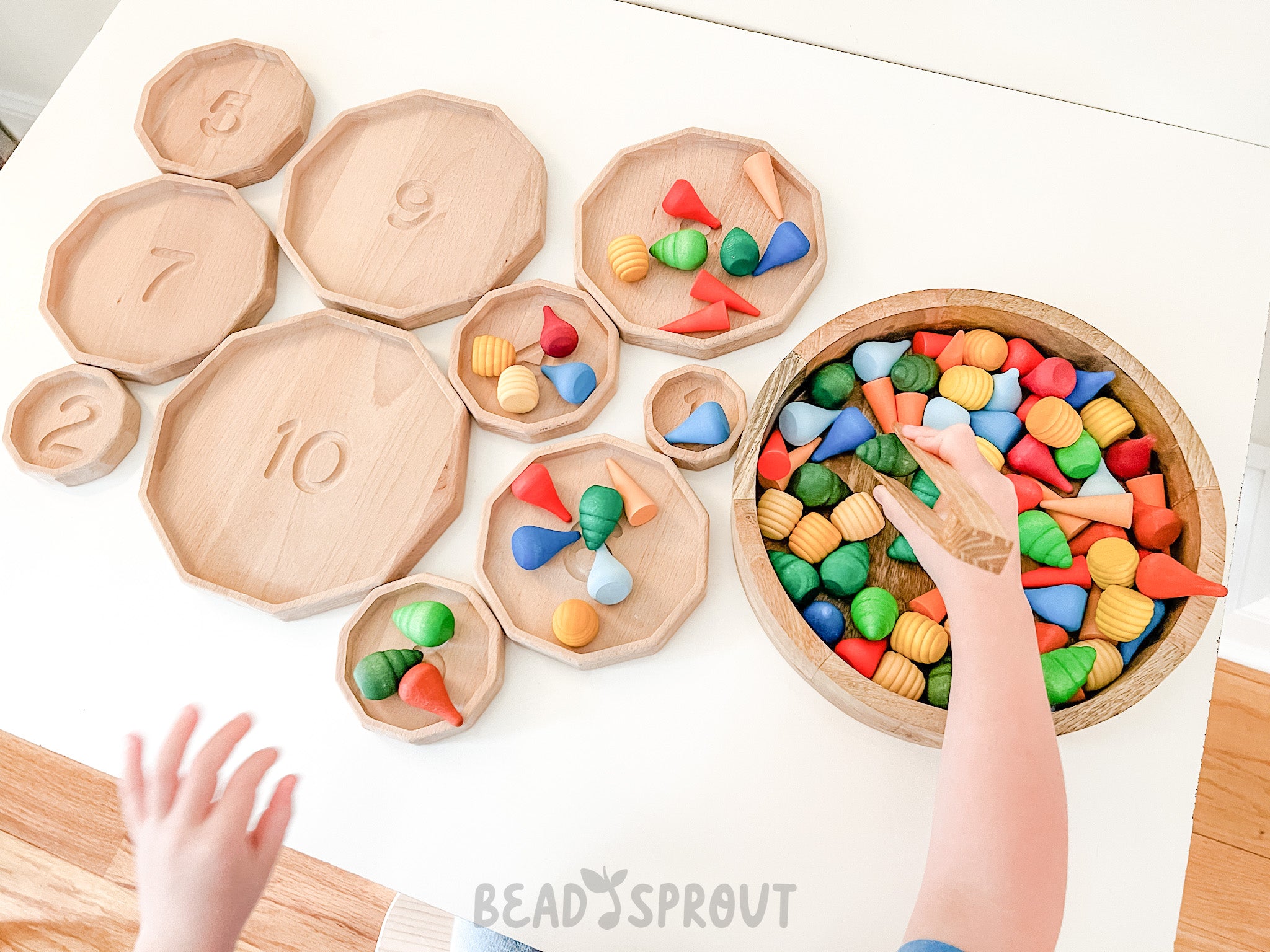 Wooden Stacking and counting trays from 1 to 10, Bead Sprout