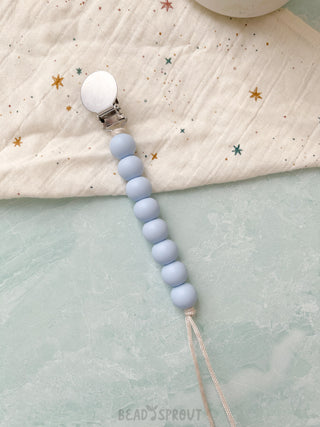Buy pastel-blue Pastel Rainbow Pacifier Clip, Handmade,  Bead Sprout