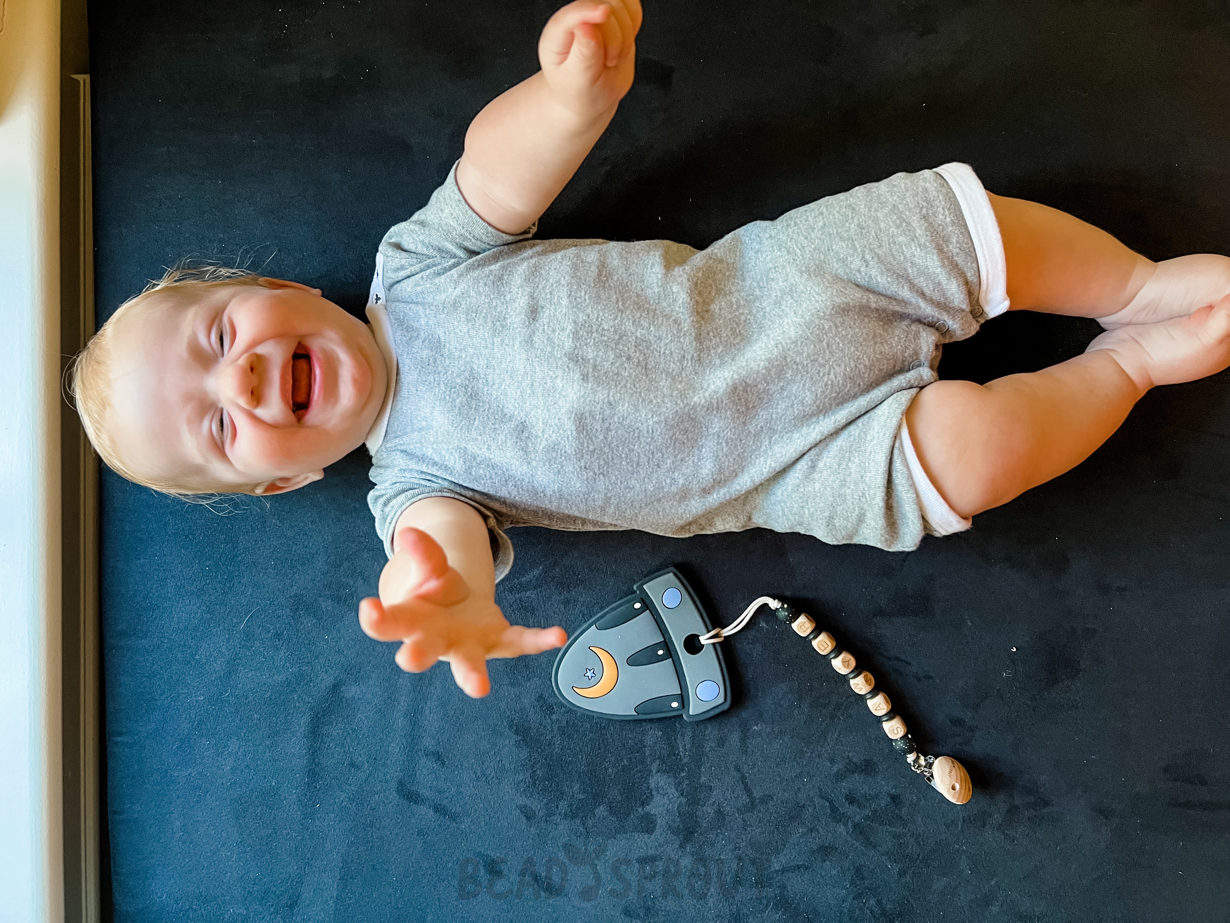 Over the Sky: Space - Personalized Pacifier Clip, Custom Name Pacifier Clip, Bead Sprout