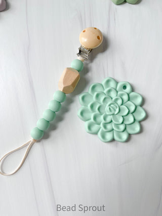 Buy aqua Succulent Teether or Clip, Baby Teether and pacifier clip, Newborn gift set, Bead Sprout