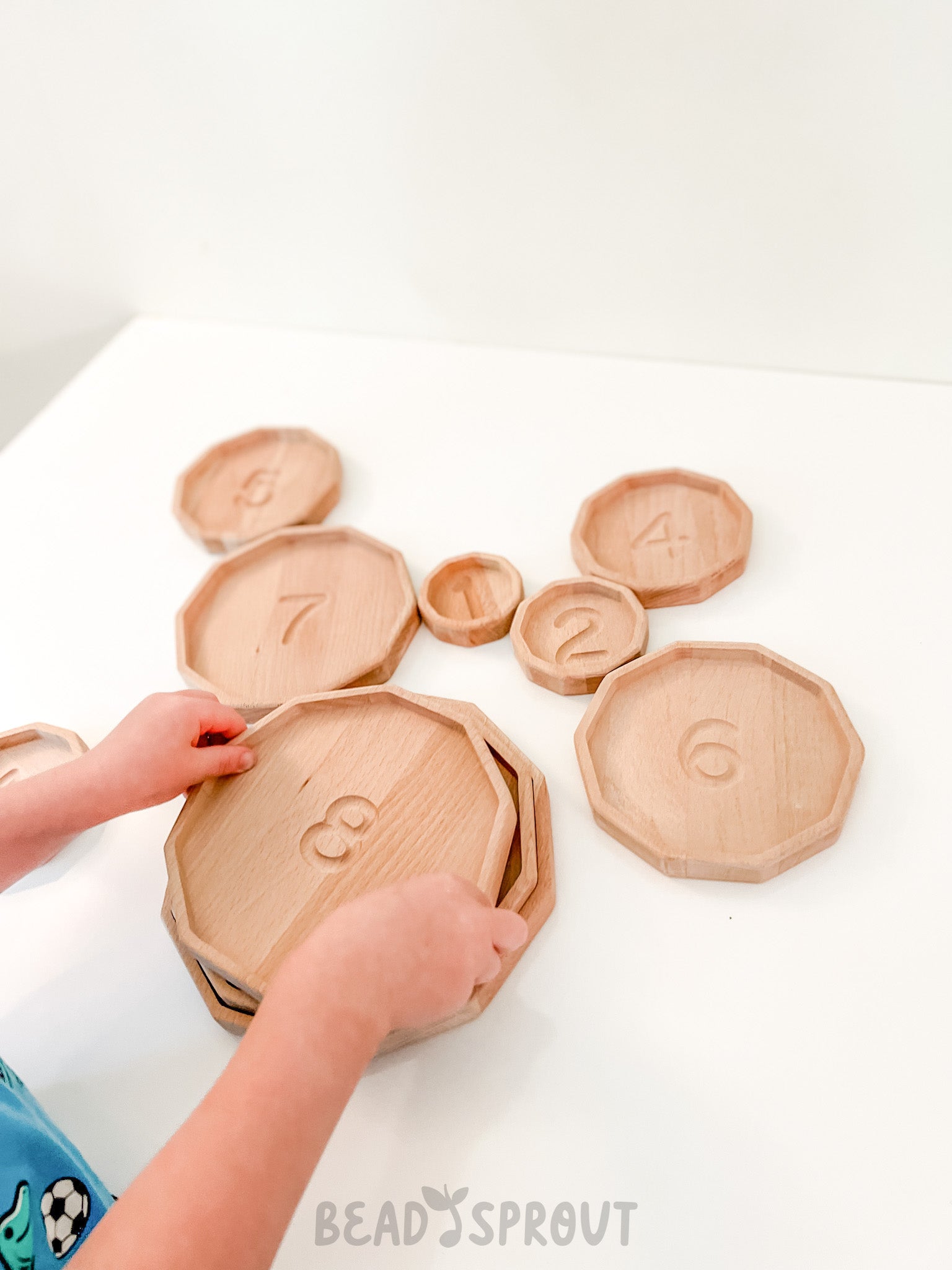 Wooden Stacking and counting trays from 1 to 10, Bead Sprout