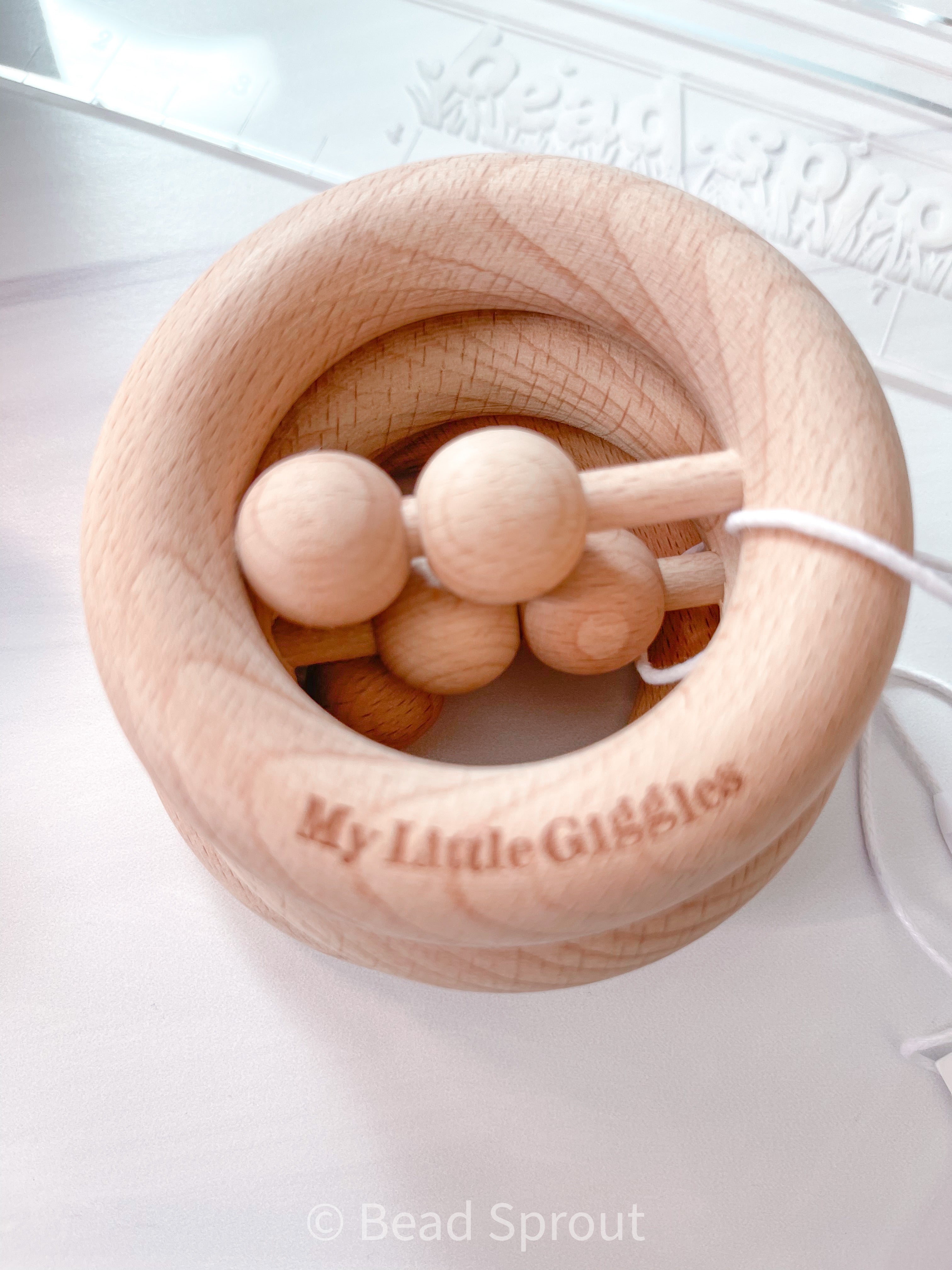 Round Wooden Baby Teething Rattle