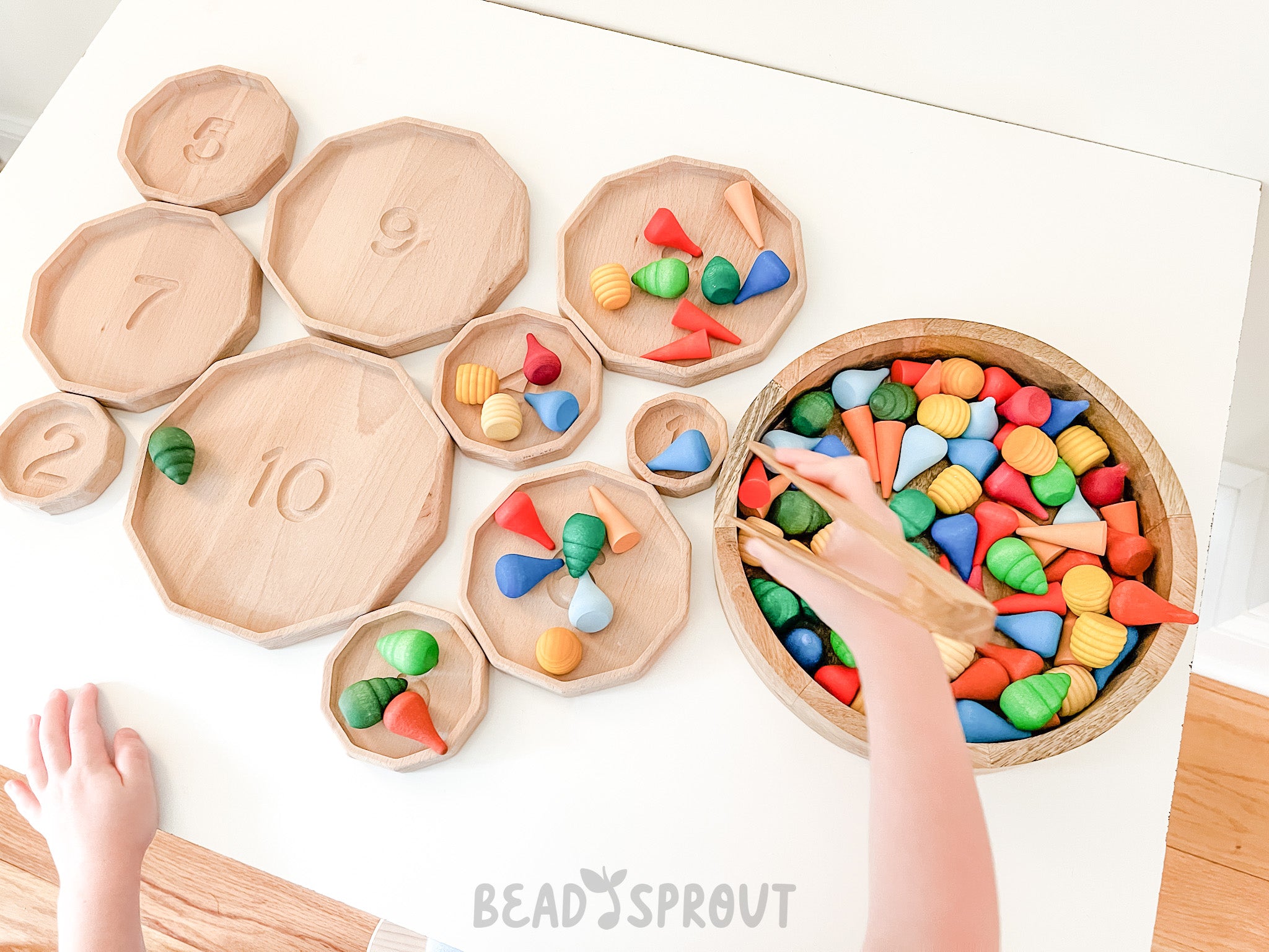 Wooden Stacking and counting trays from 1 to 10, Bead Sprout