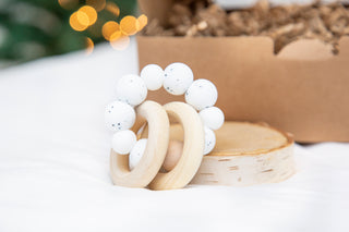 Round Wood Sensory/Teether Rings in All White
