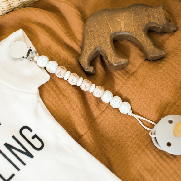 Daisy Personalized Pacifier Clip, Customized Pacifier Clip, Bead Sprout