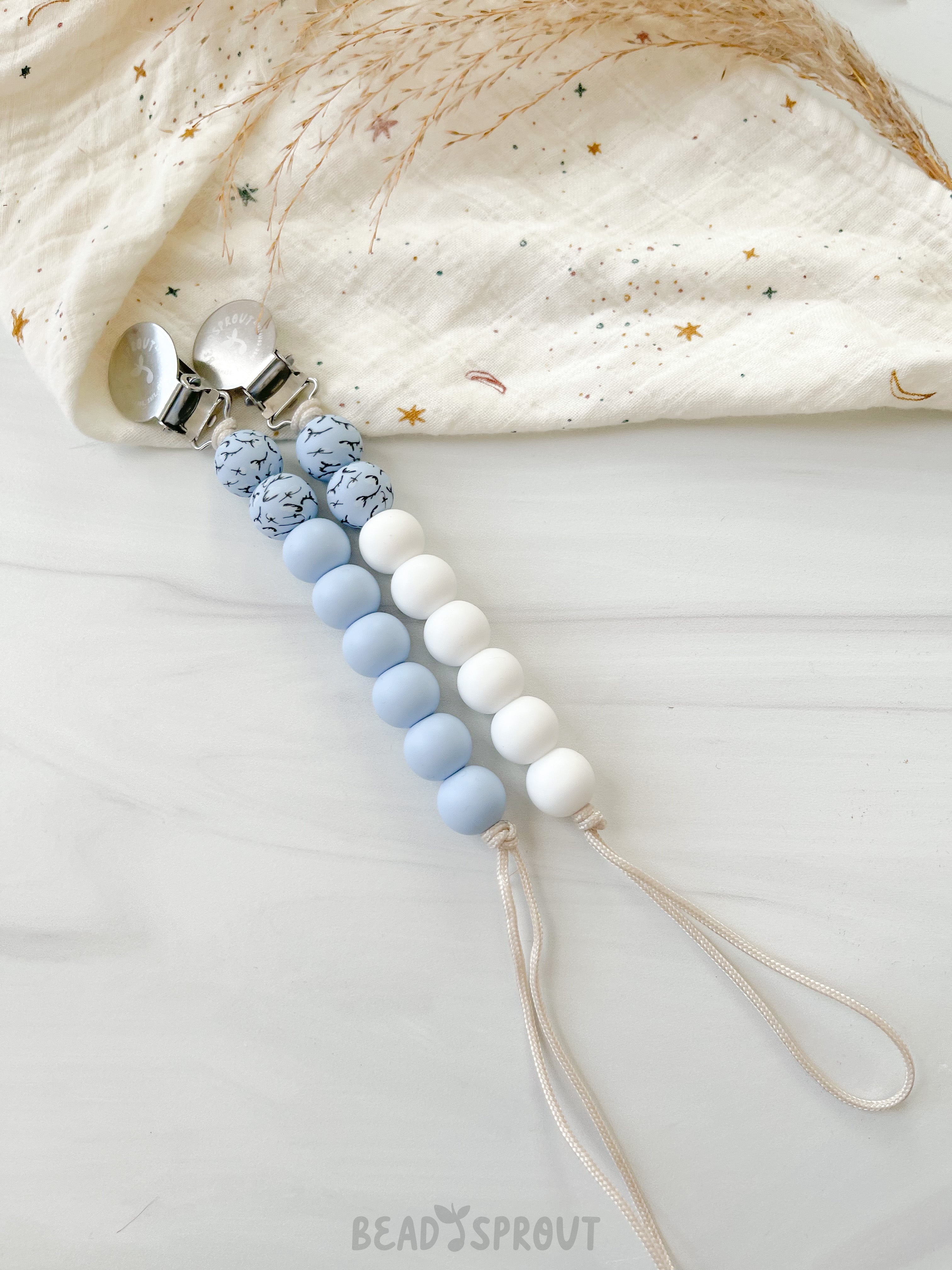 Classic Pacifier Clip, Handmade, Bead Sprout