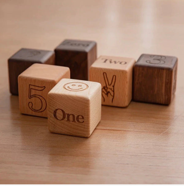 Plain Wooden Number Cube Blocks, Bead Sprout
