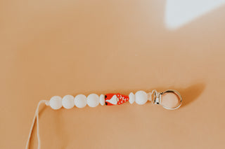 Buy red-gnome Gnome Pacifier Clip in White, Winter - Limited Edition, Bead Sprout